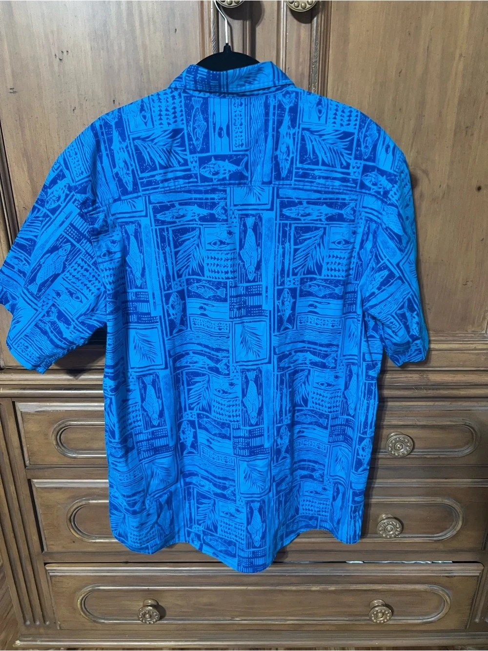 G.H. Bass & Co. Bright Blue Tropical Print Short-Sleeve Button-Down Shirt